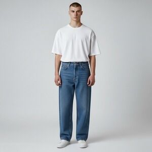 VTG Lucky Brand Dungarees Jeans Men's Blue 32x32 Relaxed Baggy Y2K Made USA